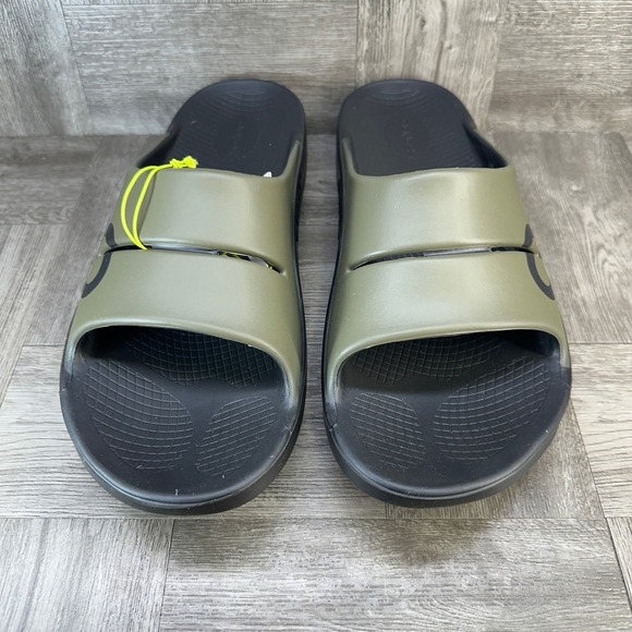 OOFOS OOahh Sport Slide Mens 13 Green Recovery Athletic Foam Sandals NEW